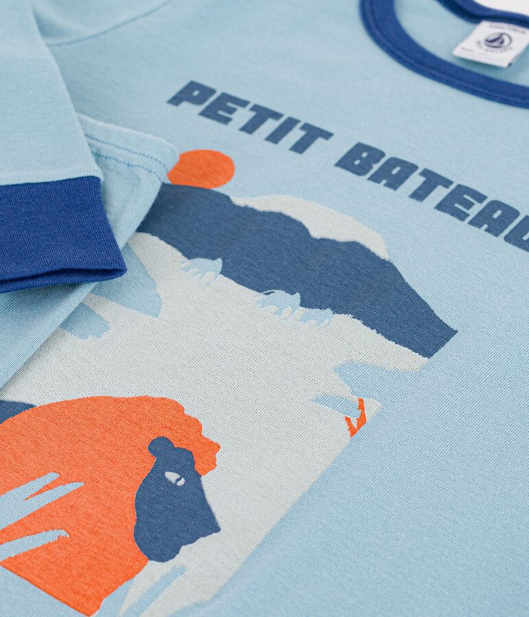 Kinderpyjama van effen katoen met savannemotiefje groen