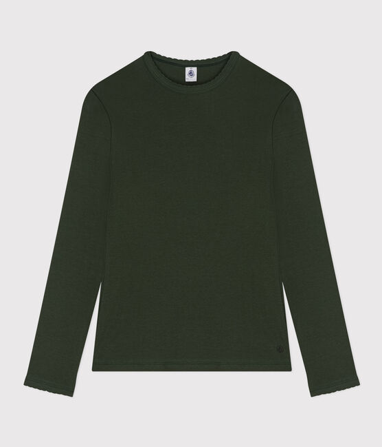 L'ICONIQUE, T-shirt voor dames met cocottesteek in katoen groen AVORIAZ