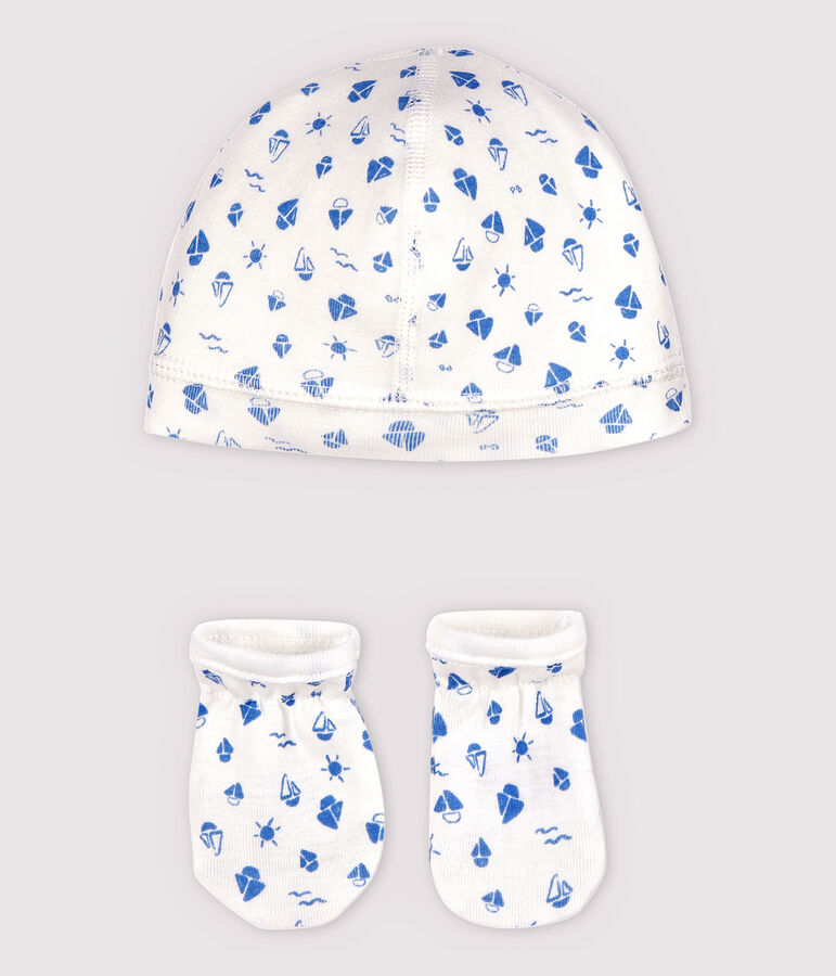 Lot bonnet naissance et moufles bateaux b&eacute;b&eacute; en coton biologique variante 1