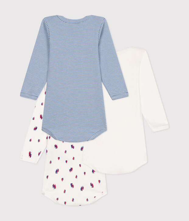 Setje met drie katoenen body's met lange mouw en regataprint voor baby's multicouleur