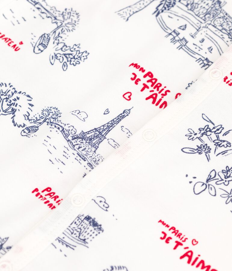 Kort katoenen babypakje met Parijs-print wit MARSHMALLOW/wit MULTICO