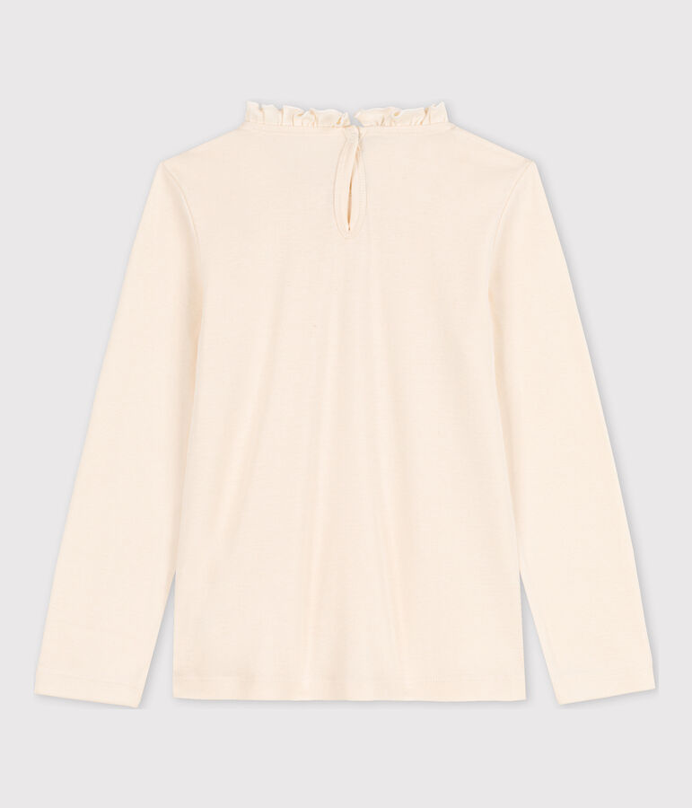 T-shirt met lange mouwen uit katoen voor meisjes ecru