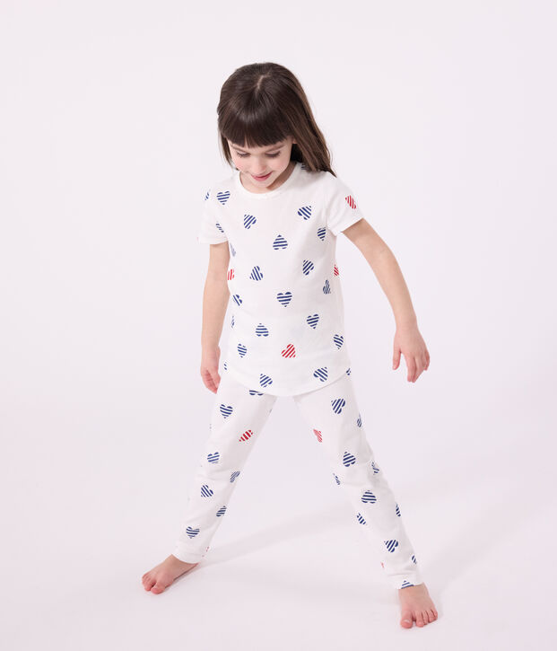 Katoenen kinderpyjama met bloemenprint wit/rood/multicouleur