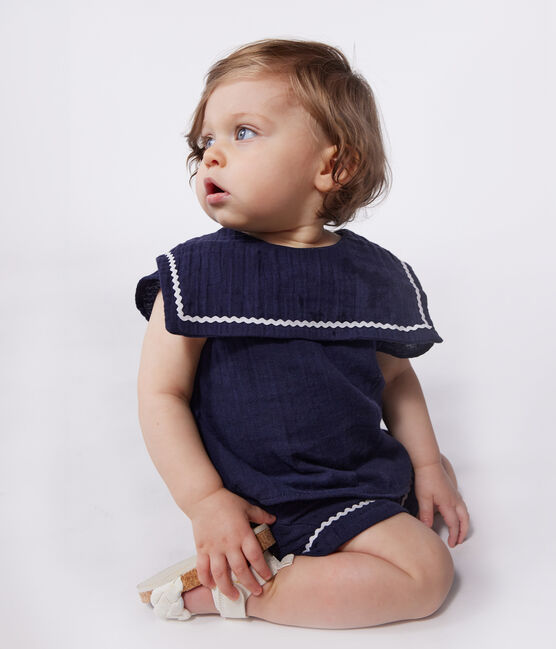 Tweedelig katoenen babysetje met marinedetails blauw SMOKING
