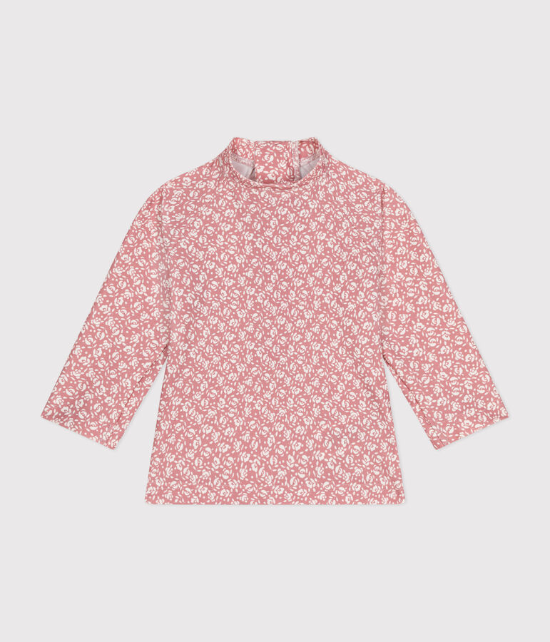 Tee shirt de bain anti UV b&eacute;b&eacute; rose/blanc