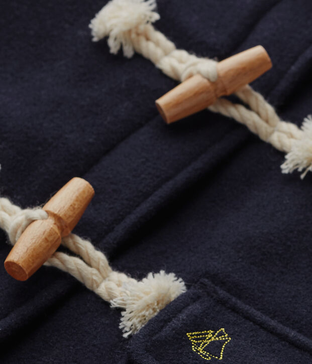 Wollen duffelcoat voor meisjes blauw