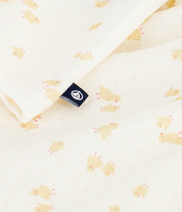 Ensemble 2 pi&egrave;ces b&eacute;b&eacute; en coton imprim&eacute; poussins &eacute;cru/multicouleur