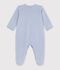 Pyjama b&eacute;b&eacute; en velours uni avec motif plac&eacute; bleu