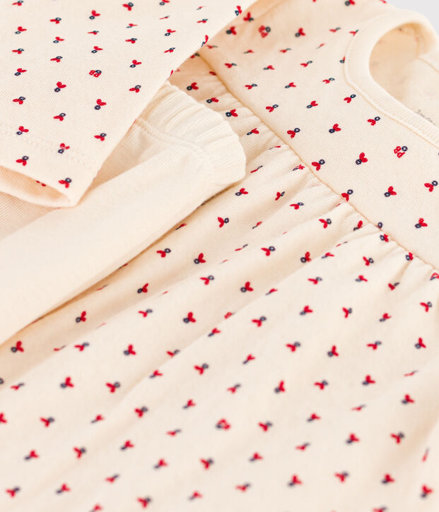 Robe legging imprim&eacute;e b&eacute;b&eacute; en tubique en coton &eacute;cru/multicouleur