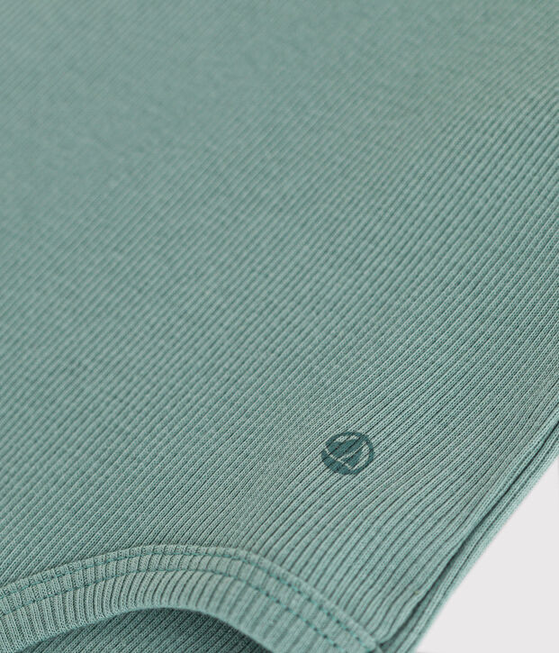 Babybody van katoen met lange mouwen en rolkraag groen