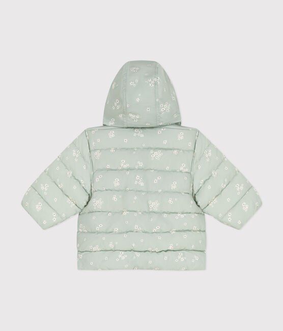 Donsjasje met print en opvouwbare capuchon voor baby's groen HERBIER/wit MULTICO