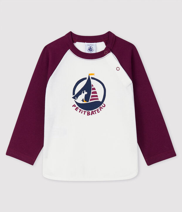 T-shirt baby jongen wit/purper