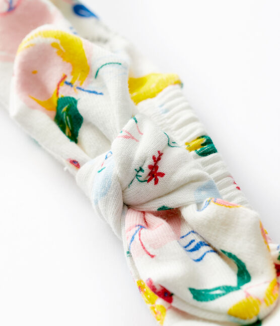 Katoenen haarband voor meisje wit MARSHMALLOW/wit MULTICO