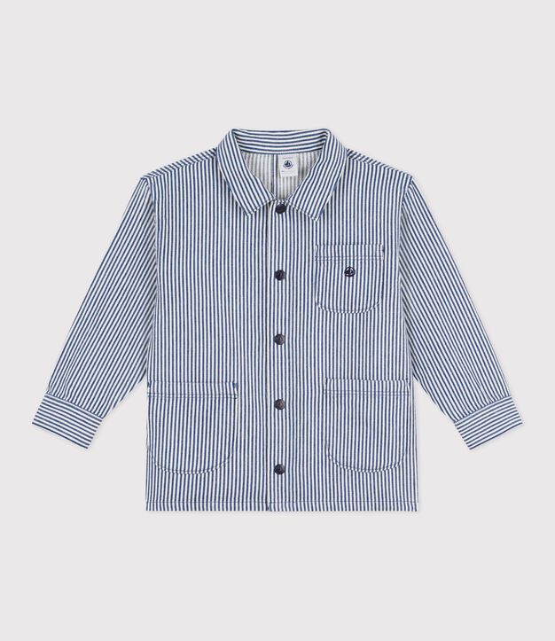Veste enfant en coton &agrave; rayures bleu/blanc
