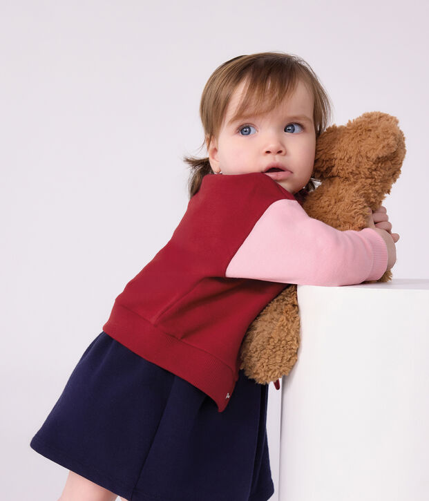 Teddy b&eacute;b&eacute; en coton bicolore rose/rose