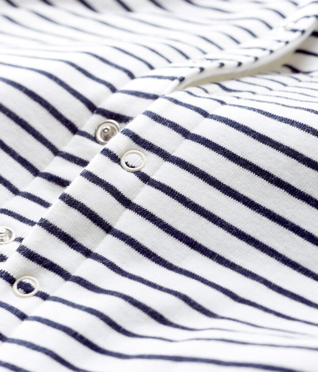 Iconische babycape van gewatteerde gebreide stof wit/blauw