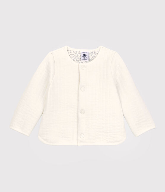 Vest in doorgestikte tubic voor baby's. wit MARSHMALLOW
