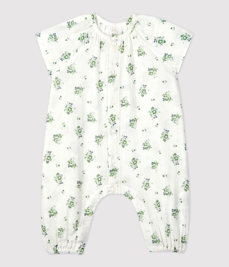 Lang pakje met bloemenprint en biologisch katoengaas voor baby's wit/multicouleur