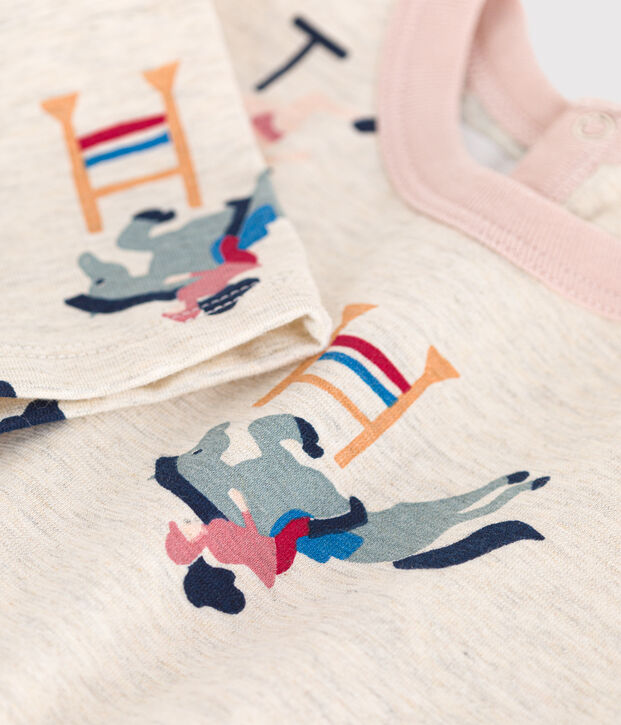 T-shirt met lange mouw van dunne jersey voor baby's beige/multicouleur