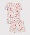 Katoenen pyjamashort met bloemenprint voor kinderen wit MARSHMALLOW/wit MULTICO