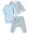 Ensemble trois pièces bébé garçon en côte blanc MARSHMALLOW/blanc MULTICO