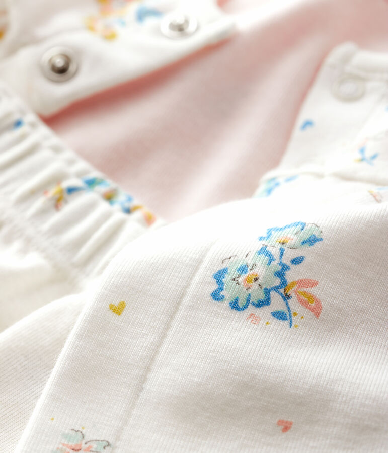 Set van 3 kledingstukken van gebreide stof babymeisje wit/multicouleur