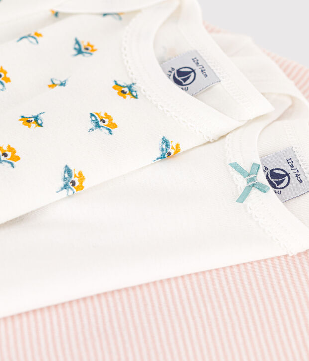 Set van 3 katoenen body's met lange mouwen met bloemenprint multicouleur