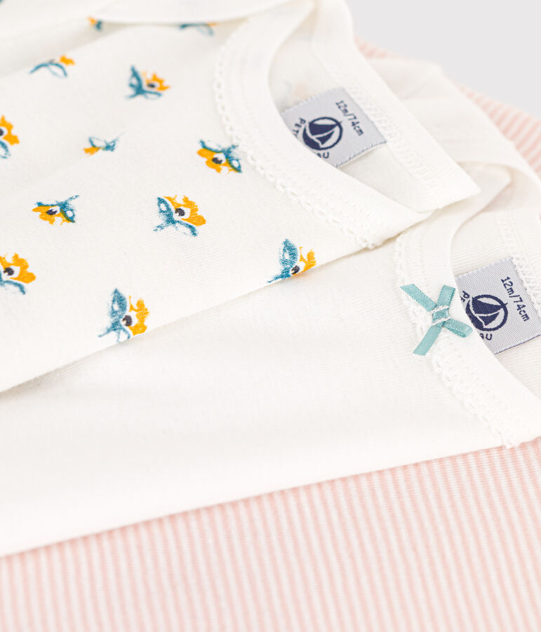 Set van 3 katoenen body's met lange mouwen met bloemenprint multicouleur