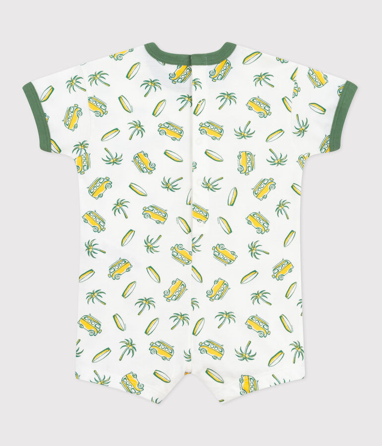 Combicourte b&eacute;b&eacute; en coton manches courtes, imprim&eacute;e surf blanc/multicouleur