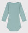 Body manches longues bébé en laine et coton vert PAUL