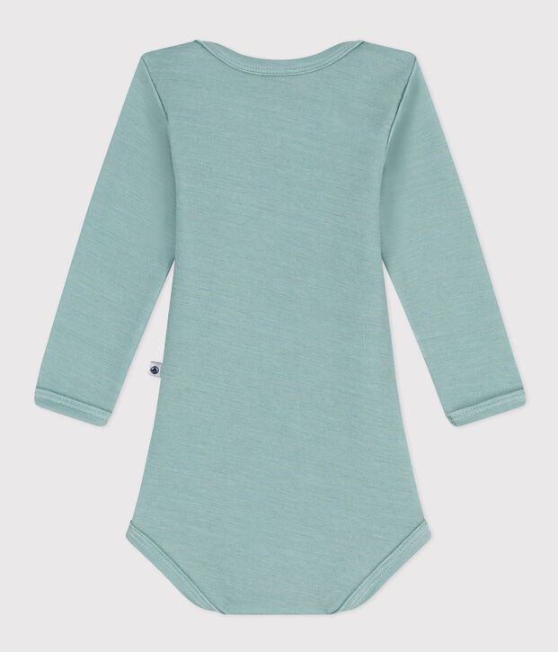 Body manches longues b&eacute;b&eacute; en laine et coton vert