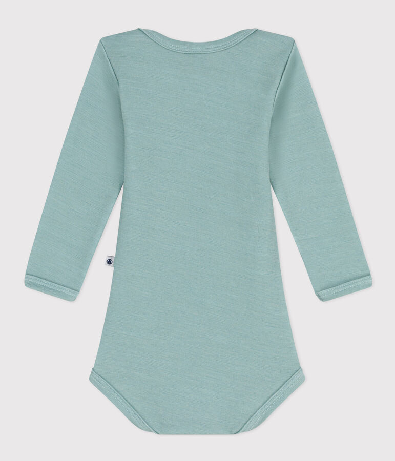 Body manches longues b&eacute;b&eacute; en laine et coton vert