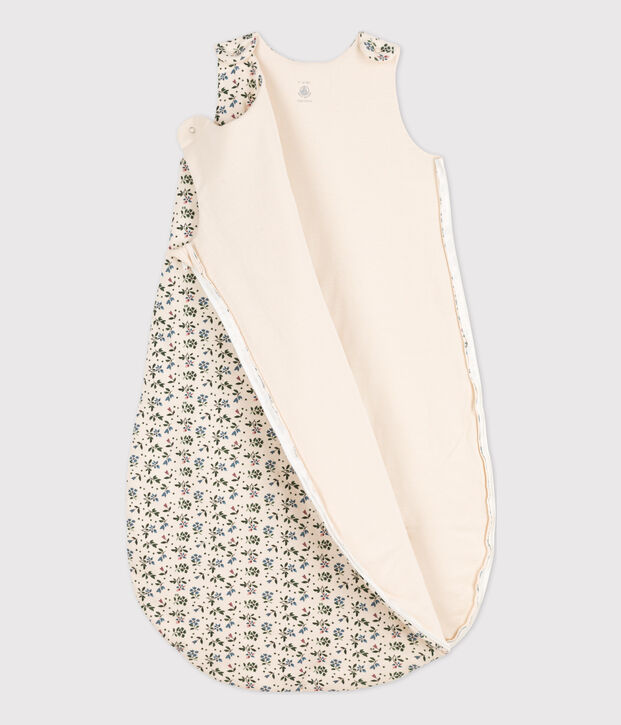 KATOENEN BABYTRAPPELZAKJE MET BLOEMETJE TOG 3 ecru/multicouleur