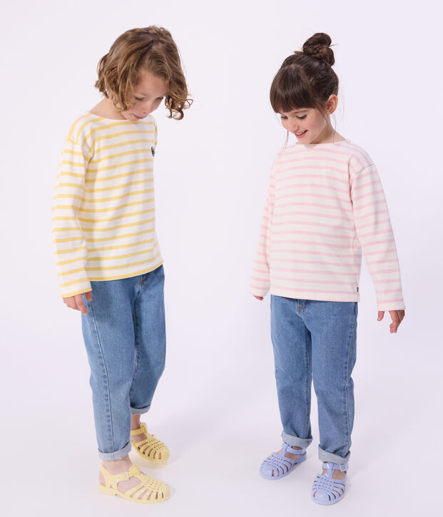 Katoenen gestreept marineshirt voor kinderen roze/roze