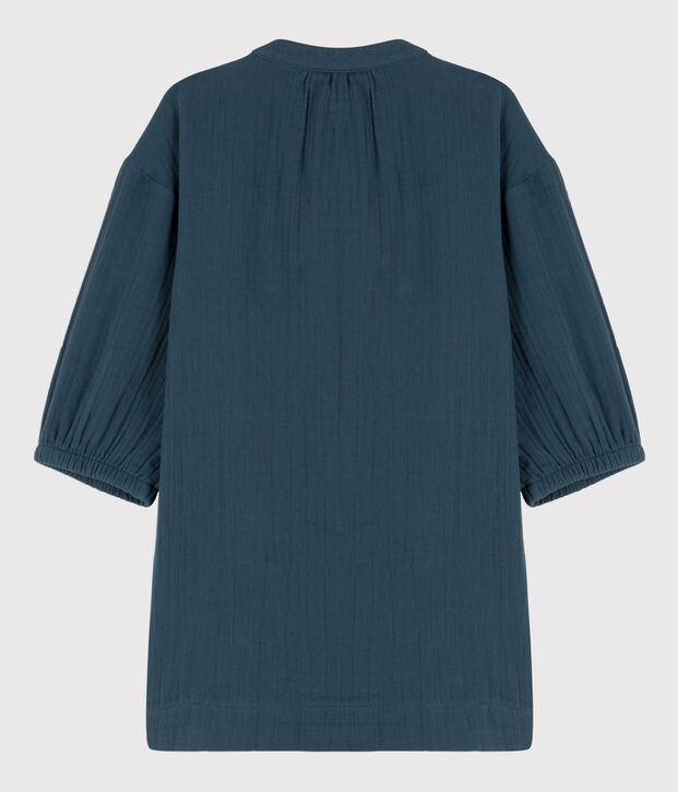 Meisjesjurk met lange mouwen in zacht katoen grijs