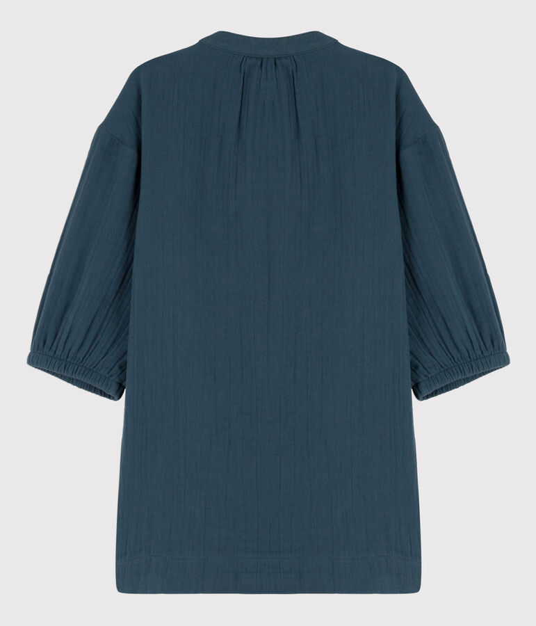 Robe manches longues gaze de coton enfant fille gris