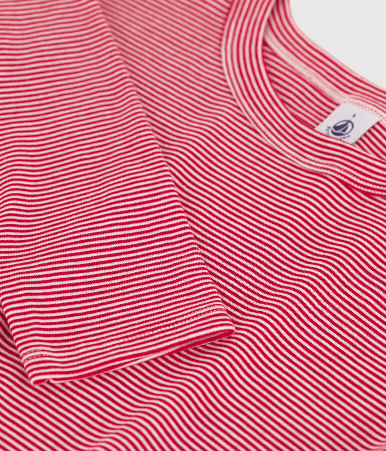 Tee-shirt L'ICONIQUE col rond en coton Femme rouge CORRIDA/blanc MARSHMALLOW