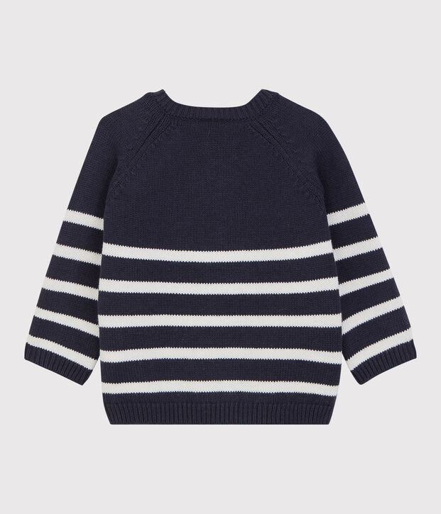 Trui van wol en katoen baby. blauw/wit