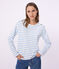 Gestreept katoenen marineshirt voor dames blauw MARSHMALLOW/ FLO
