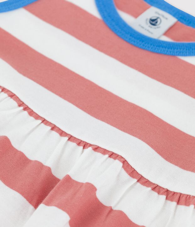 Robe sans manches ray&eacute;e en jersey b&eacute;b&eacute; rose/blanc