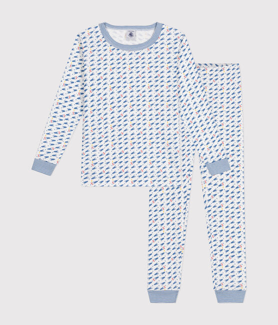 Pyjama ajusté en coton imprimé à motif fusées enfant blanc MARSHMALLOW/blanc MULTICO