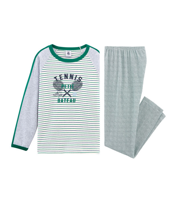 Pyjama petit gar&ccedil;on en c&ocirc;te blanc/multicouleur