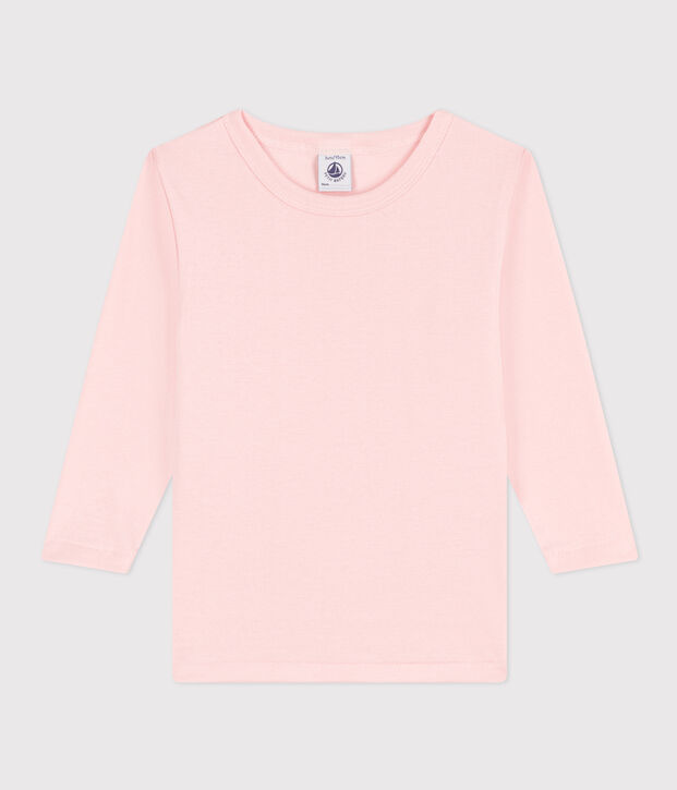 Tee Shirt manches longues en coton petite fille rose
