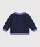 Babyvestje van gebreide wol en katoen met ingeweven hartjesmotief blauw/multicouleur