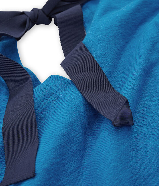 Robe manches courtes femme en lin bleu RIYADH