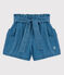 Meisjesshort in biodenim blauw DENIM CLAIR