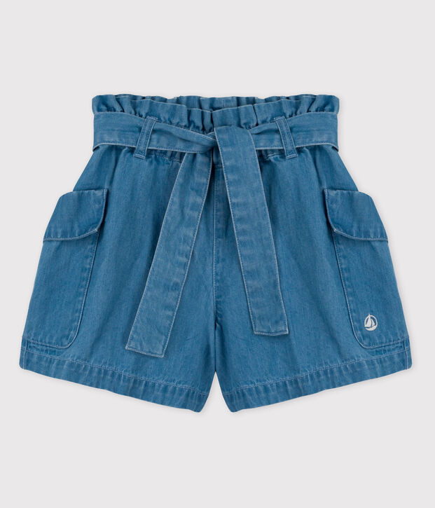 Meisjesshort in biodenim blauw