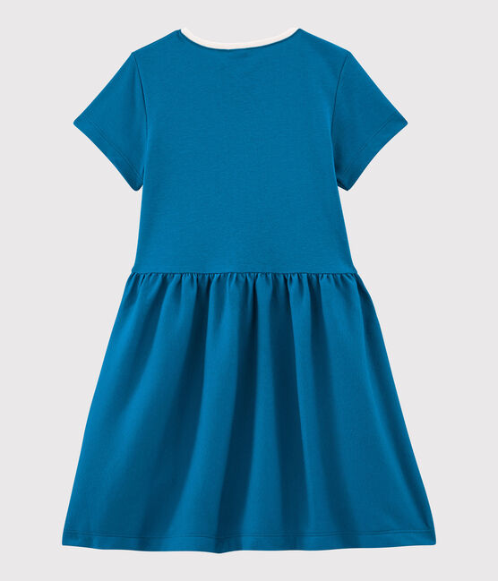 Robe manches courtes en coton enfant fille bleu MYKONOS