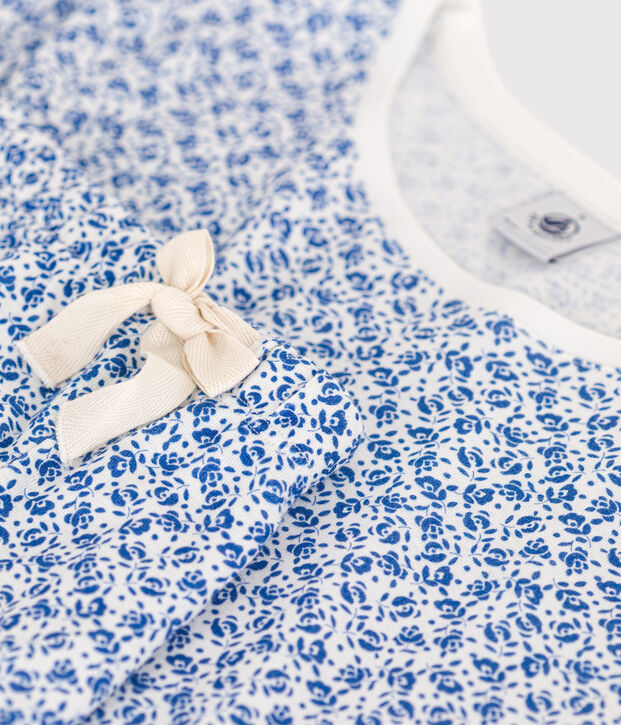 Pyjama short et tee-shirt en coton motif floral femme bleu/bleu