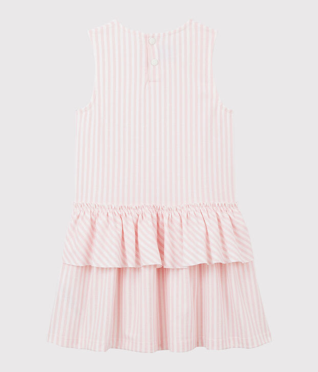 Mouwloze jersey jurk voor meisjes roze/wit